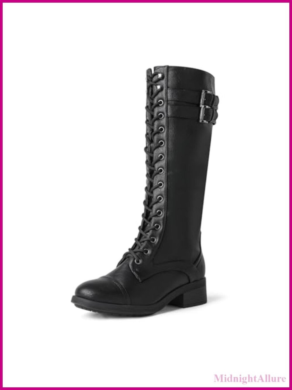 Women's Knee High Combat Boots Faux Leather Faux Fur Lined